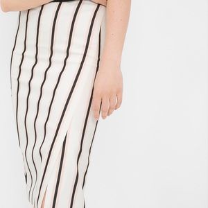 White House Black Market Asymmetric-Slit Stripe Pencil Skirt